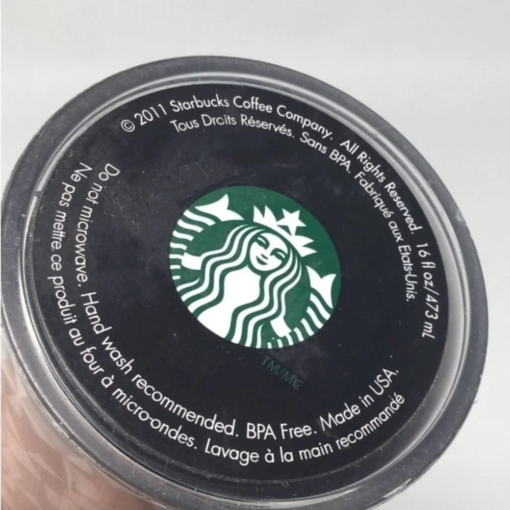 Starbucks Tumbler Silver White Geometric 16oz Holiday Christmas New Years Travel